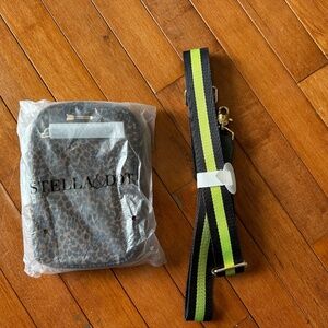 NWT Stella and Dot Leopard Crossbody with extra Green Strap